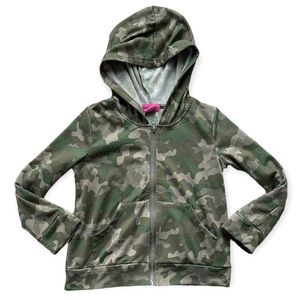 MUMU COCO Army Green Camouflage Print Zip Up Hoodie